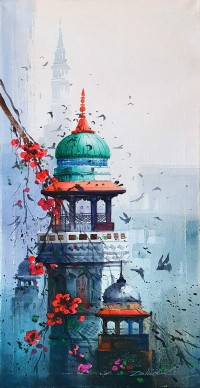 Zahid Ashraf, 12 x 24 inch, Acrylic on Canvas, Cityscape Painting, AC-ZHA-086